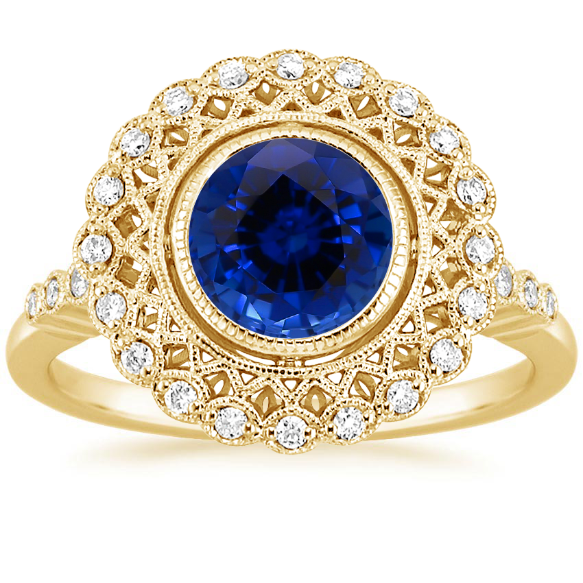Yellow Gold Sapphire Alvadora Diamond Ring