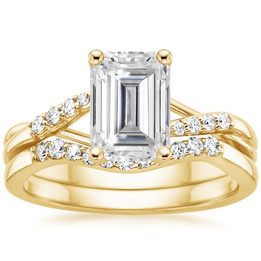 18KY Moissanite Chamise Diamond Bridal Set, top view
