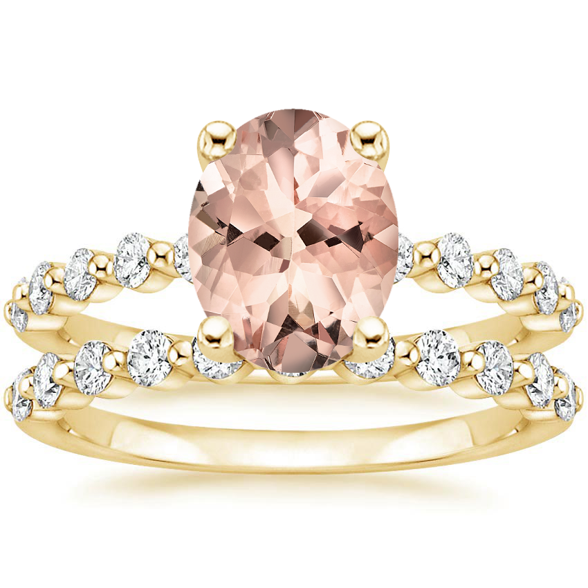 18KY Morganite Marseille Diamond Bridal Set (1/2 ct. tw.), top view