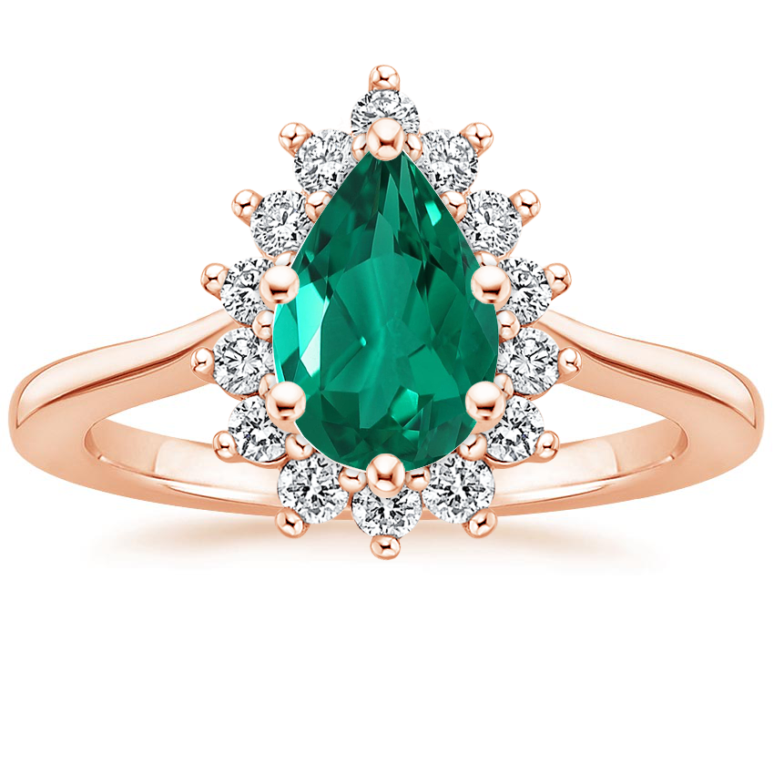 14K Rose Gold Sunburst Halo Diamond Ring (1/4 ct. tw.), large top view