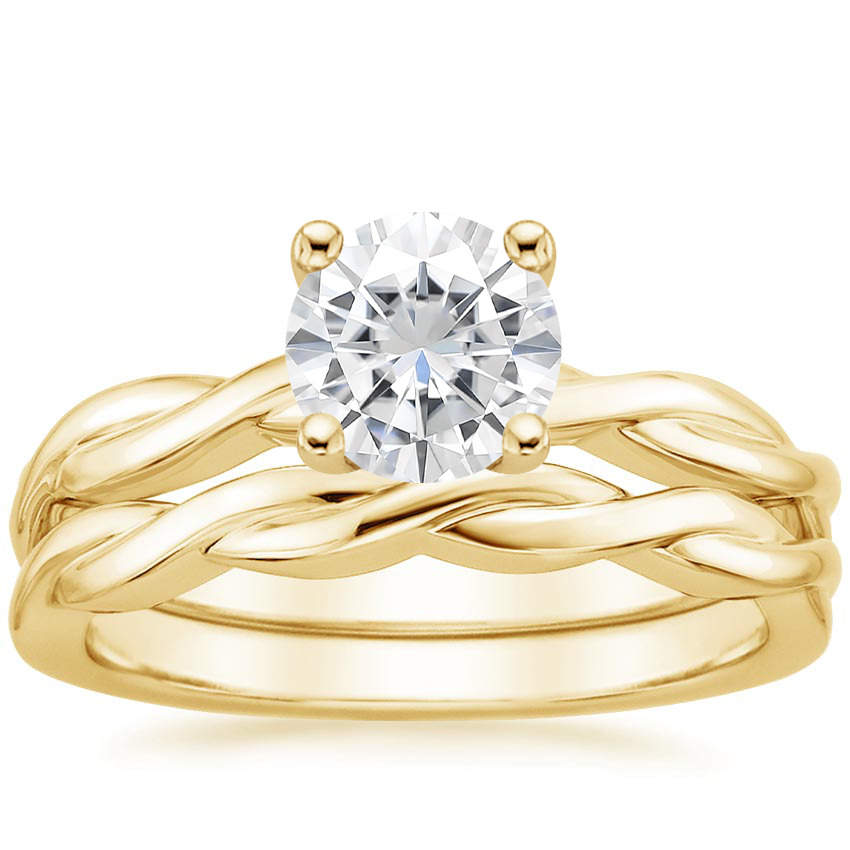 18KY Moissanite Twisted Vine Bridal Set, top view