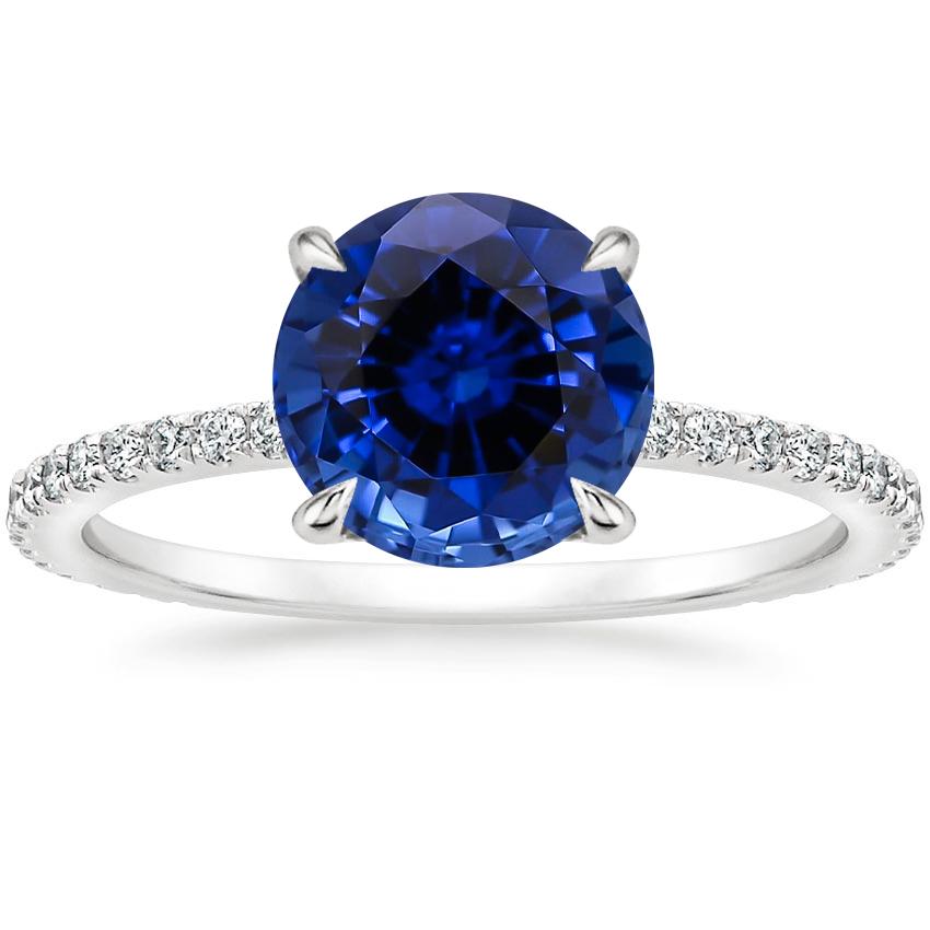 Lab Created Sapphire Demi Diamond Ring (1/3 ct. tw.) in 18K White Gold