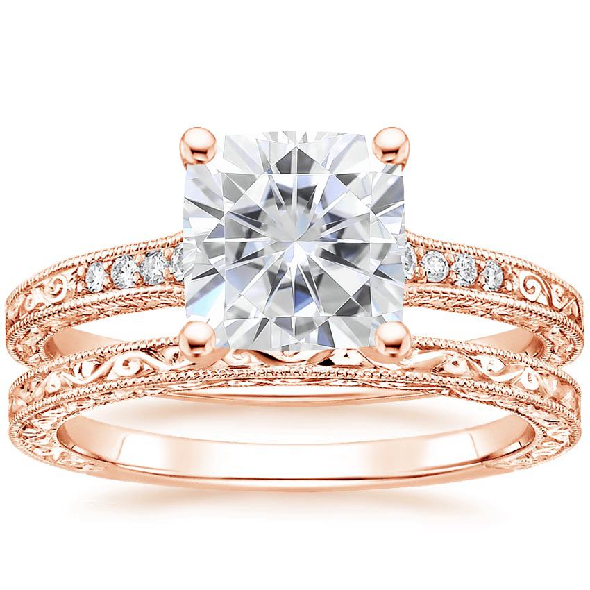 14KR Moissanite Luxe Hudson Diamond Bridal Set, top view