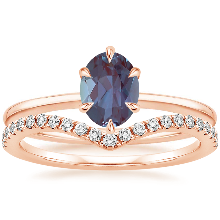 14K Rose Gold Petite Esme Solitaire Ring with Flair Diamond Ring (1/6 ct. tw.)