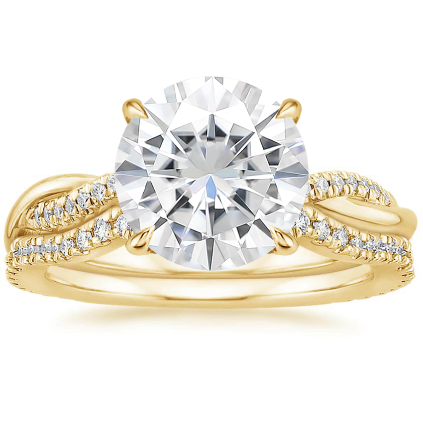 18KY Moissanite Petite Twisted Vine Contoured Diamond Bridal Set (1/3 ct. tw.), top view