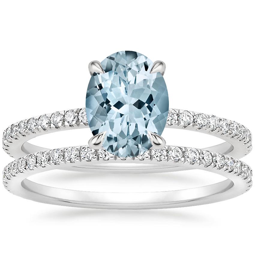 18KW Aquamarine Luxe Viviana Diamond Bridal Set (1/2 ct. tw.), top view