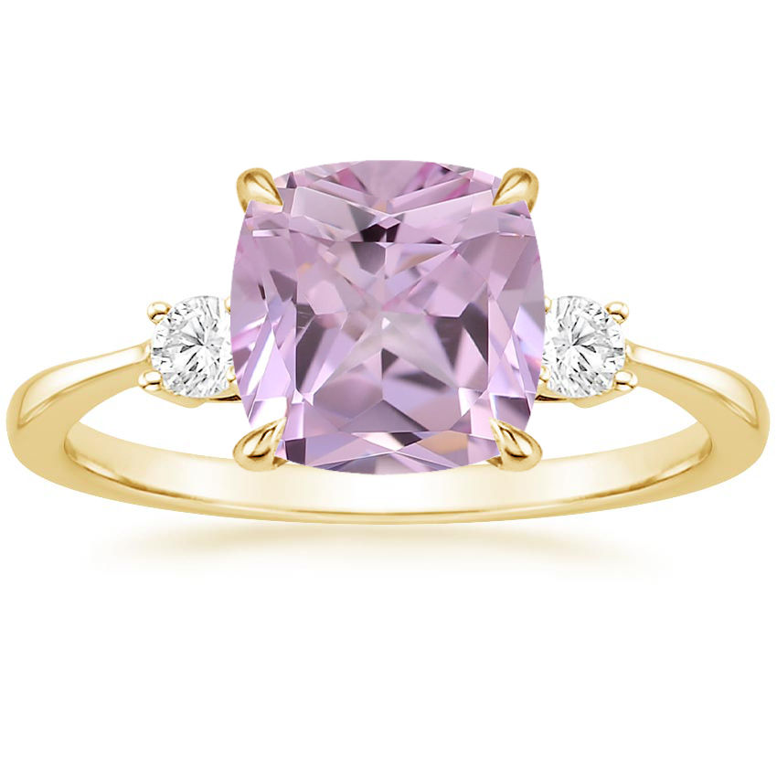 18K Yellow Gold Petite Selene Three Stone Diamond Ring (1/10 ct. tw.), large top view