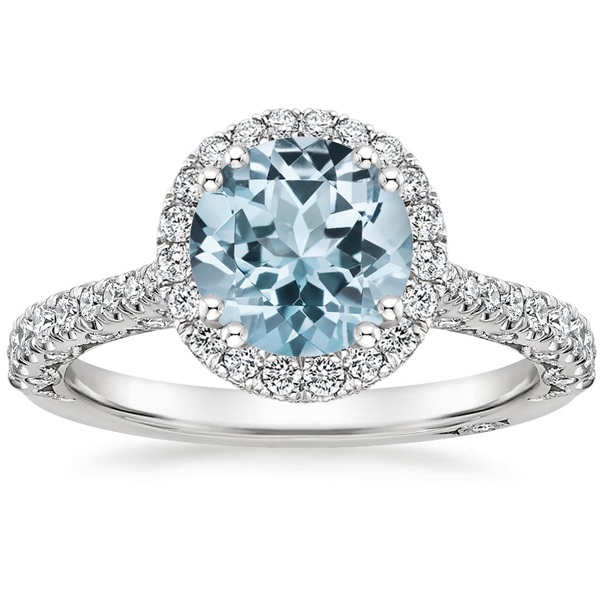 Aquamarine Tacori Petite Crescent Bloom Diamond Ring in 18K White Gold