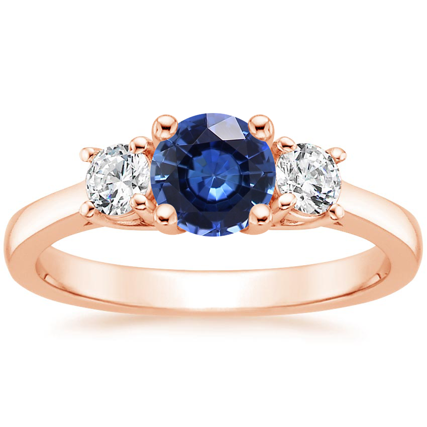 14K Rose Gold Petite Three Stone Trellis Diamond Ring (1/3 ct. tw.), large top view