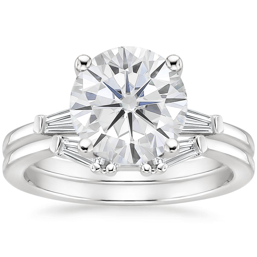 PT Moissanite Tapered Baguette Diamond Bridal Set, top view