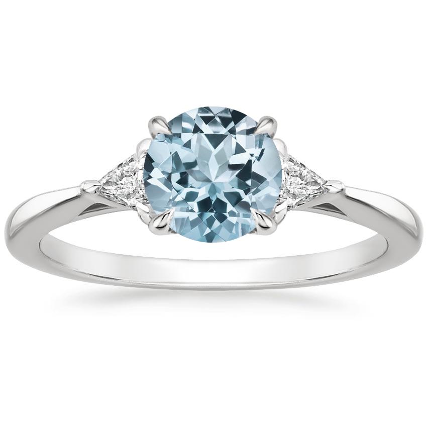 Aquamarine Esprit Diamond Ring in 18K White Gold