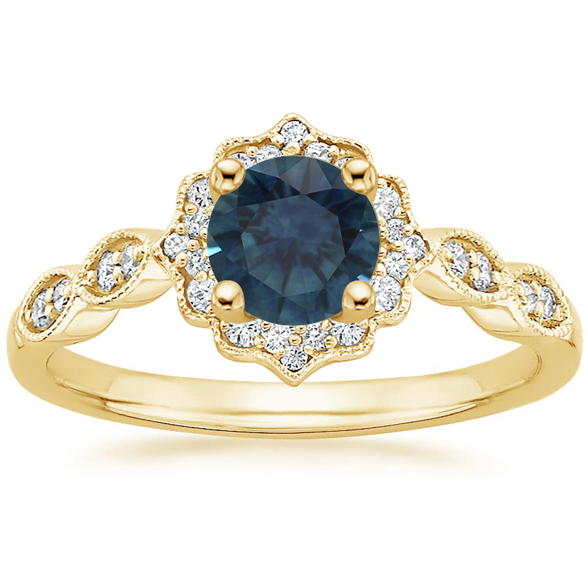 18K Yellow Gold Cadenza Halo Diamond Ring, large top view