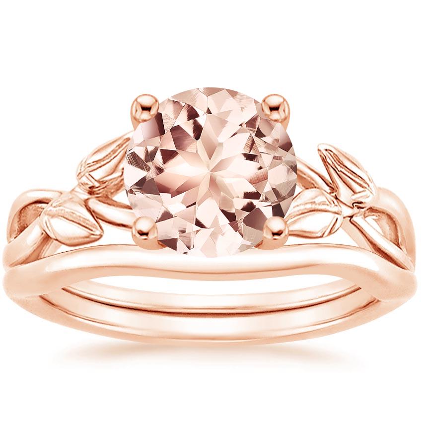 14KR Morganite Budding Willow Bridal Set, top view