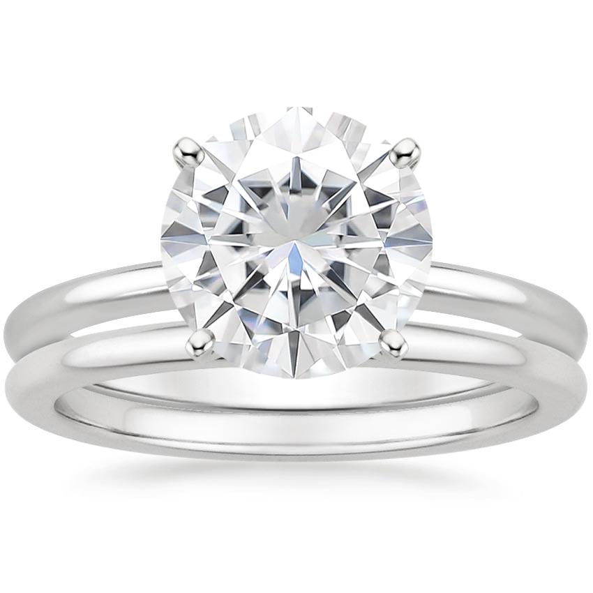 18KW Moissanite Four-Prong Petite Comfort Fit Bridal Set, top view