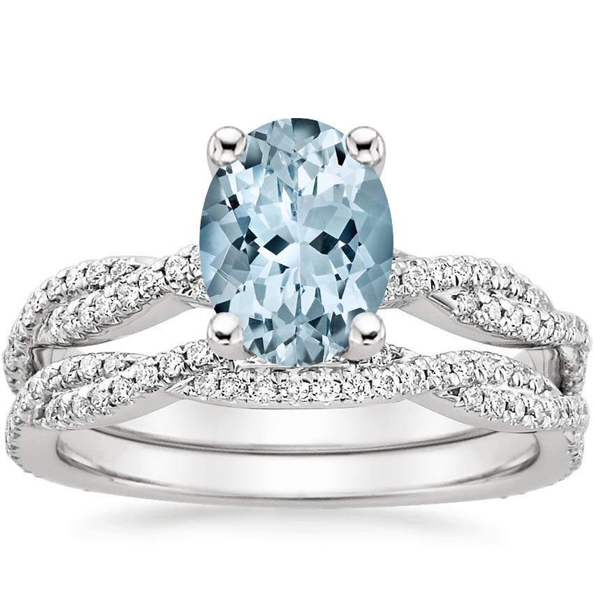 18KW Aquamarine Petite Luxe Twisted Vine Bridal Set (1/2 ct. tw.), top view