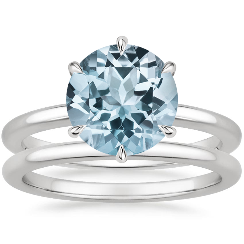 18KW Aquamarine Esme Bridal Set, top view