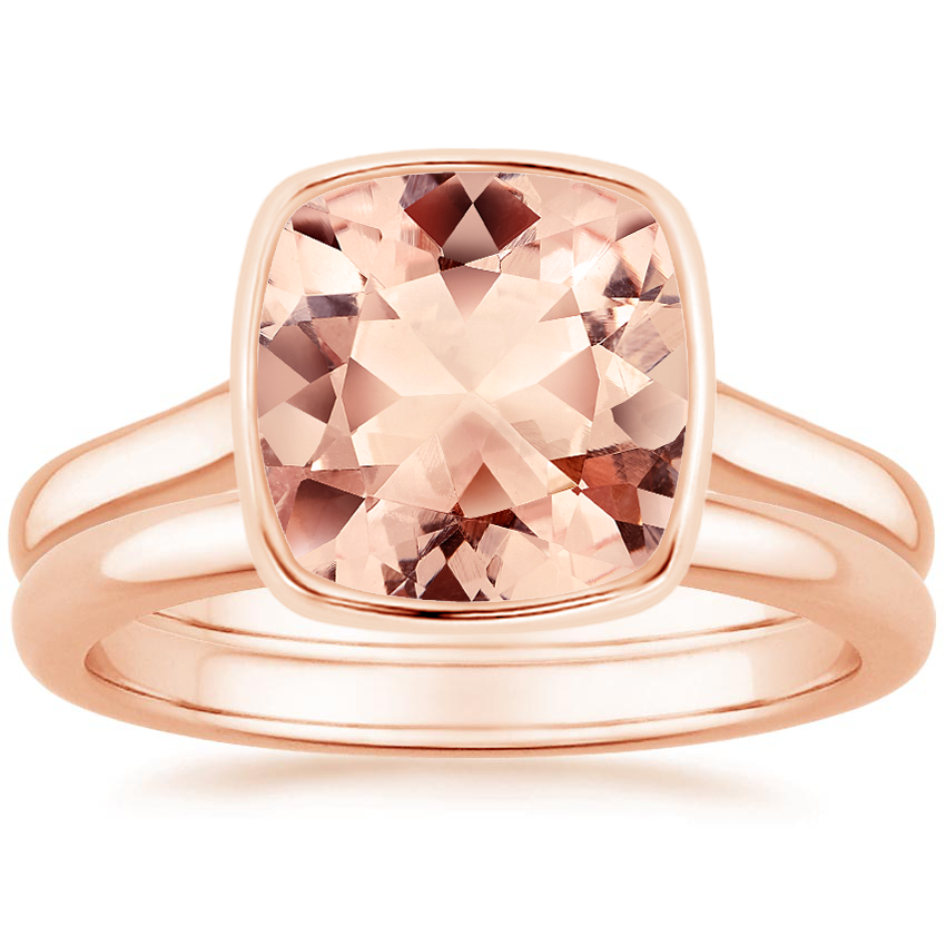 14KR Morganite Luna Bridal Set, top view
