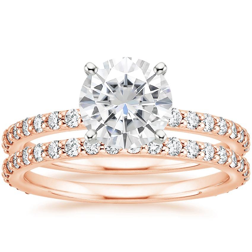14KR Moissanite Luxe Petite Shared Prong Diamond Bridal Set (3/4 ct. tw.), top view