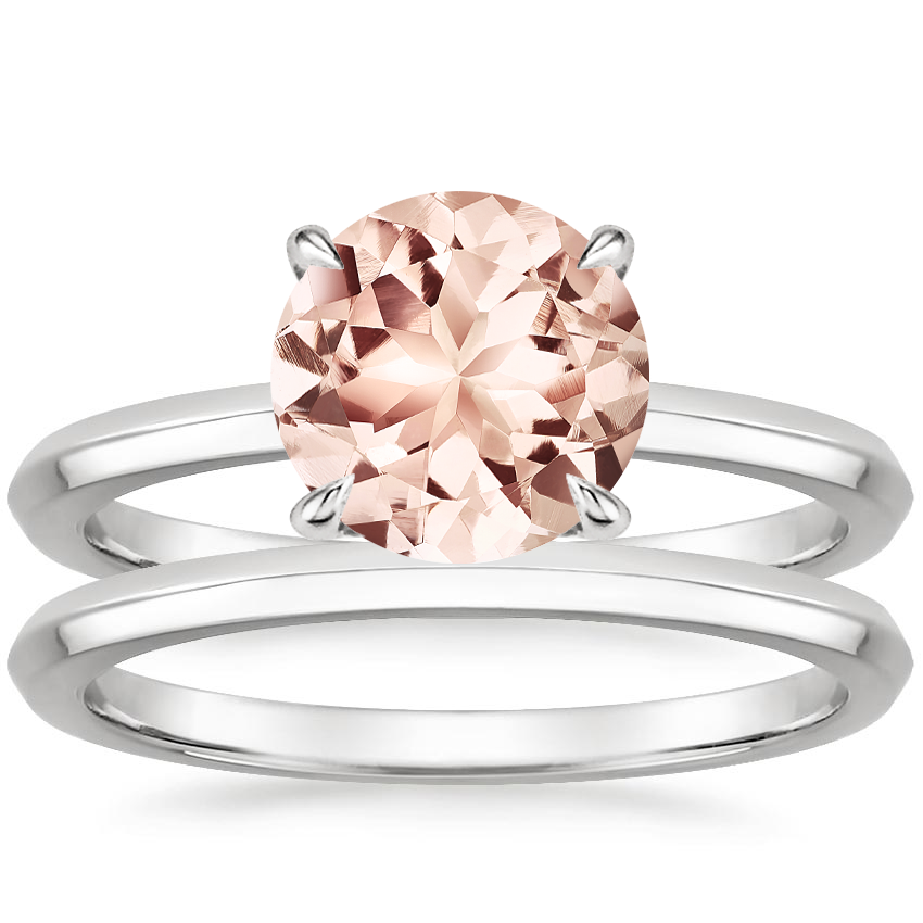 18KW Morganite Hazel Bridal Set, top view