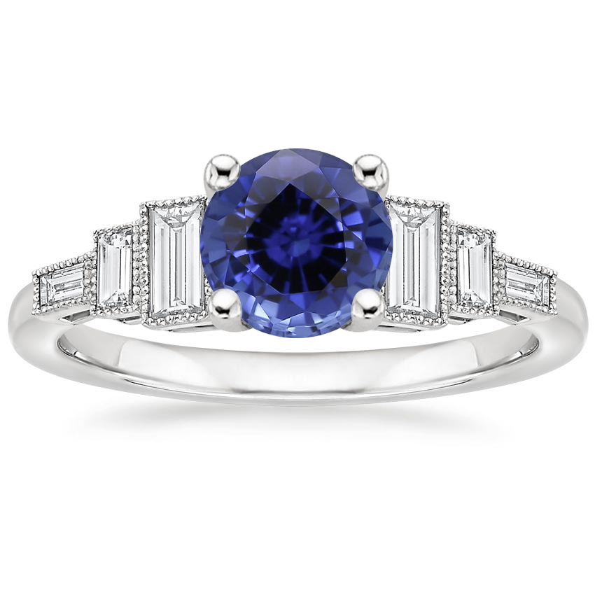 Sapphire Adele Diamond Ring in 18K White Gold