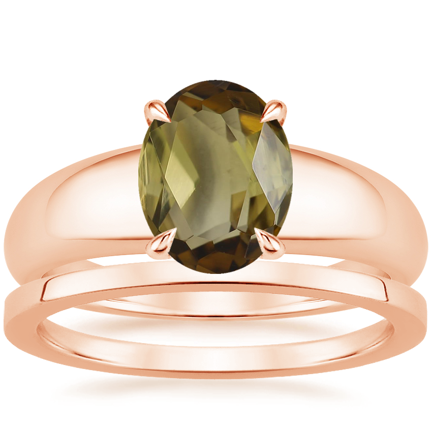14K Rose Gold Adrian Ring with Petite Quattro Wedding Ring