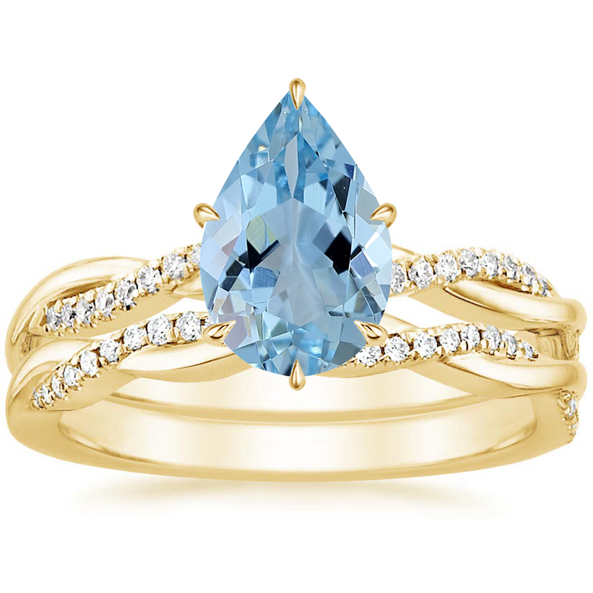 18K Yellow Gold Petite Twisted Vine Diamond Bridal Set (1/4 ct. tw.)