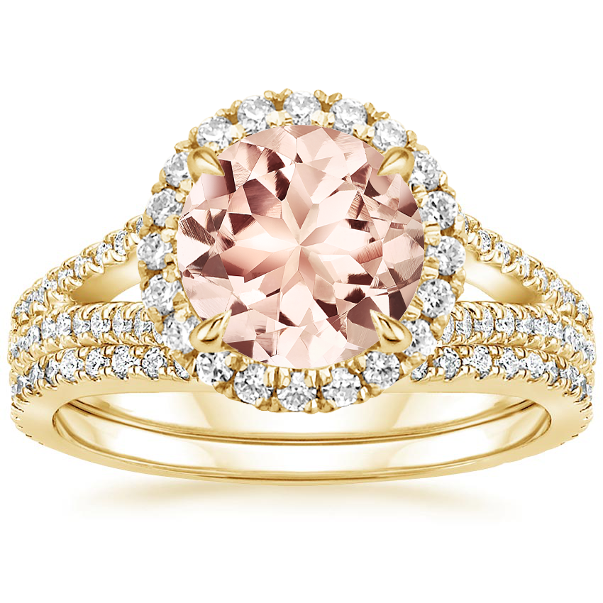 18KY Morganite Fortuna Diamond Bridal Set (2/3 ct. tw.), top view