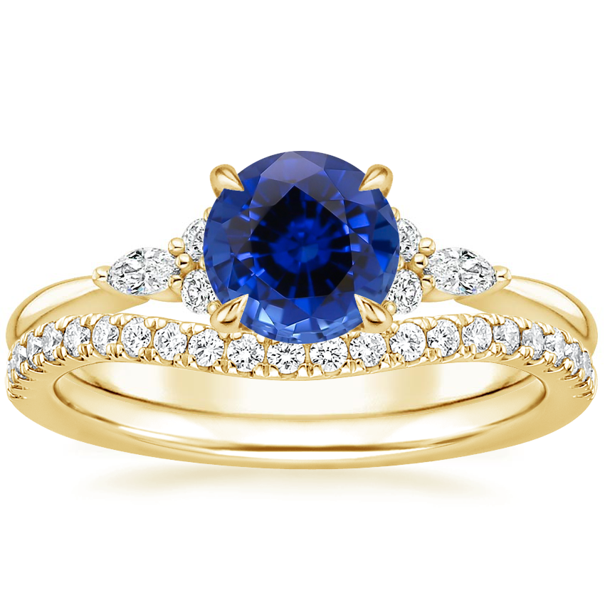 18K Yellow Gold Nadia Diamond Ring with Curved Ballad Diamond Ring (1/6 ct. tw.)