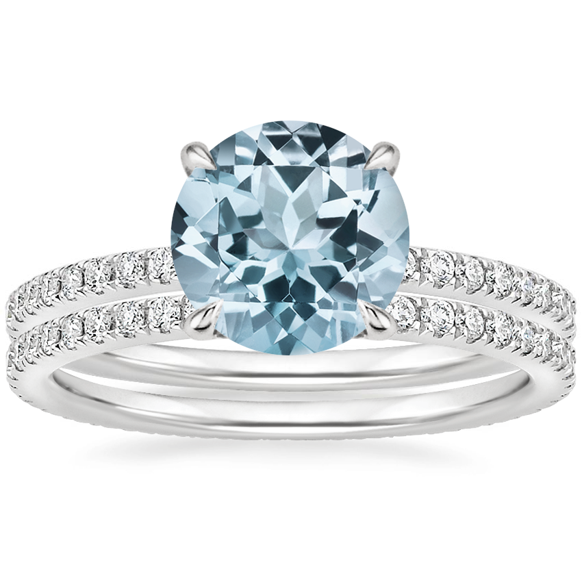 18K White Gold Luxe Perfect Fit Diamond Ring (1/4 ct. tw.) with Ballad Eternity Diamond Ring (1/3 ct. tw.)