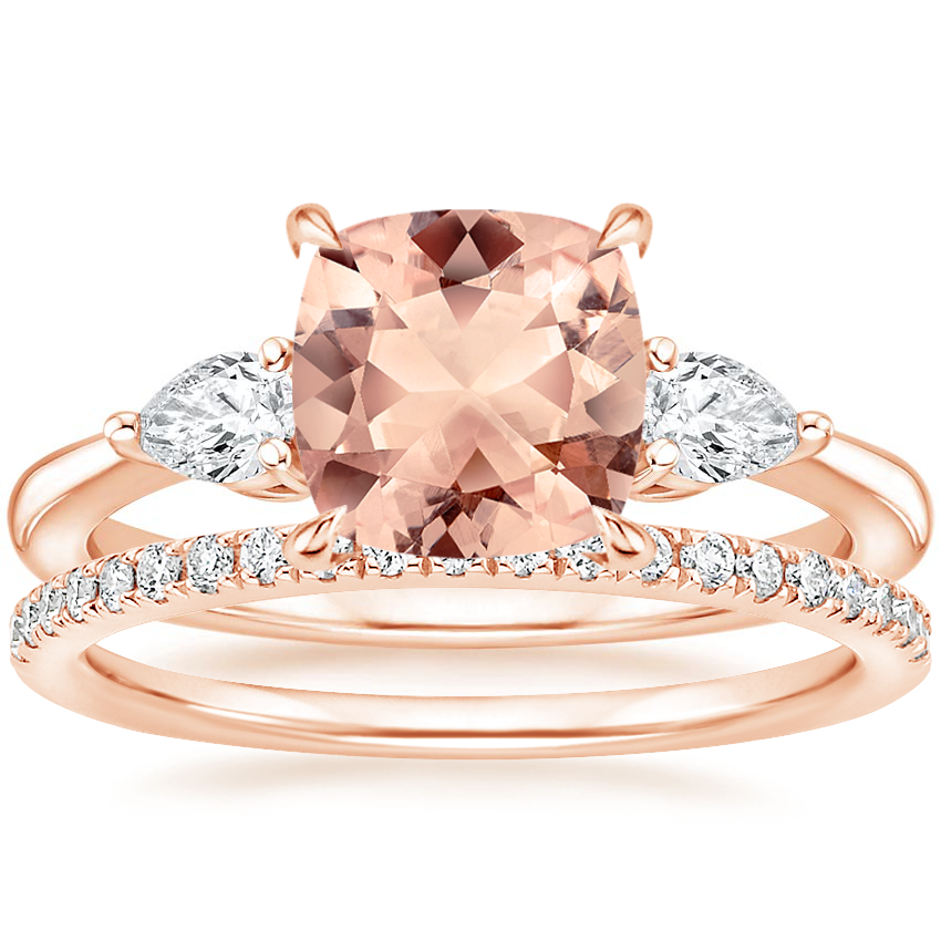 14K Rose Gold Petite Opera Diamond Ring (1/4 ct. tw.) with Ballad Diamond Ring (1/6 ct. tw.)