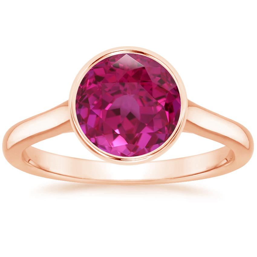 14K Rose Gold Luna 2mm Bezel Ring, large top view