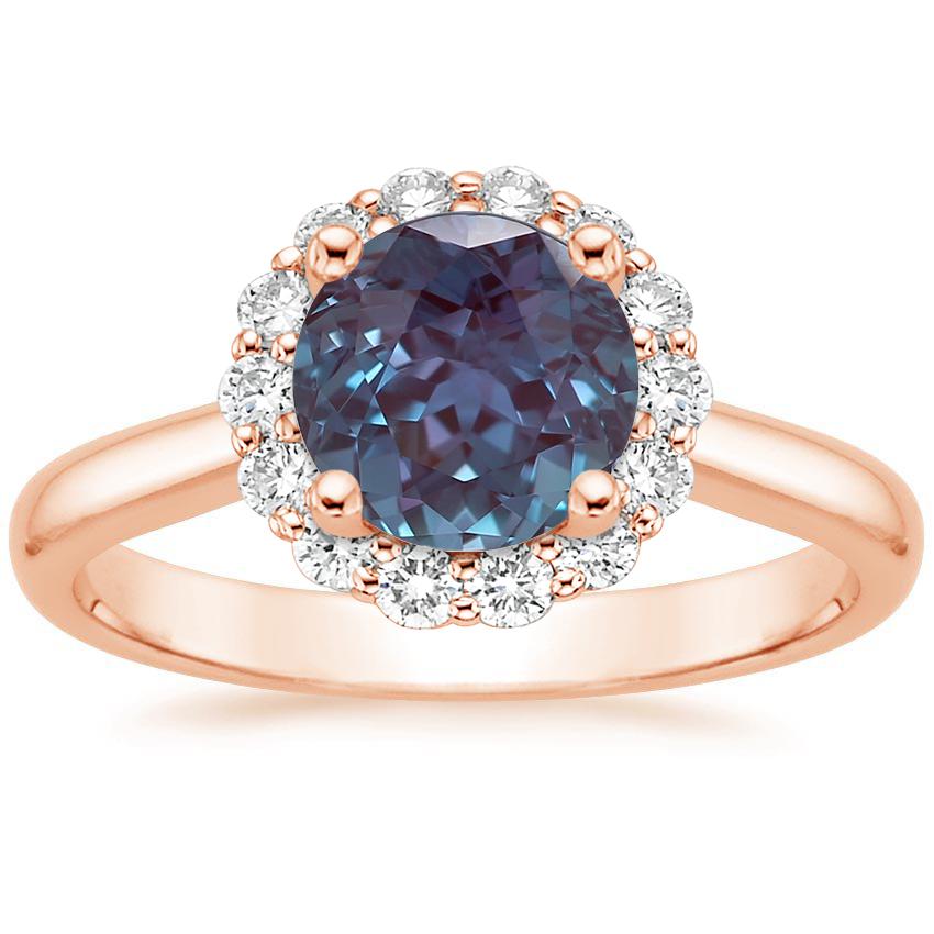 14K Rose Gold Lotus Flower Halo Diamond Ring (1/4 ct. tw.), large top view