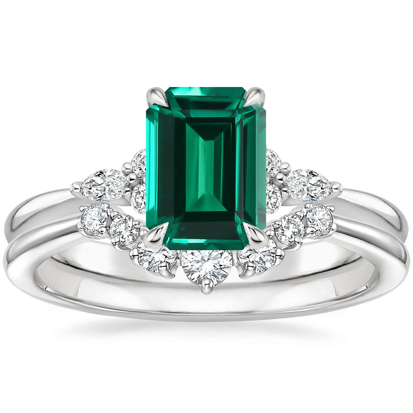 18K White Gold Nadia Diamond Ring with Aria Contoured Diamond Ring