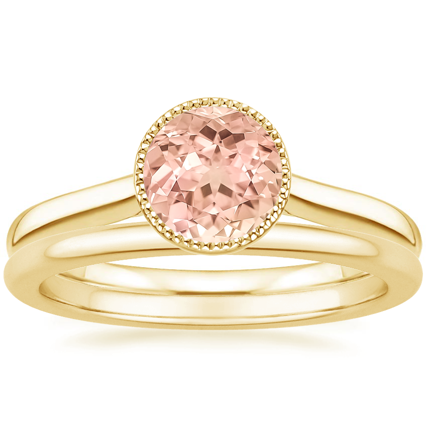 18K Yellow Gold Margot Ring with Petite Comfort Fit Wedding Ring