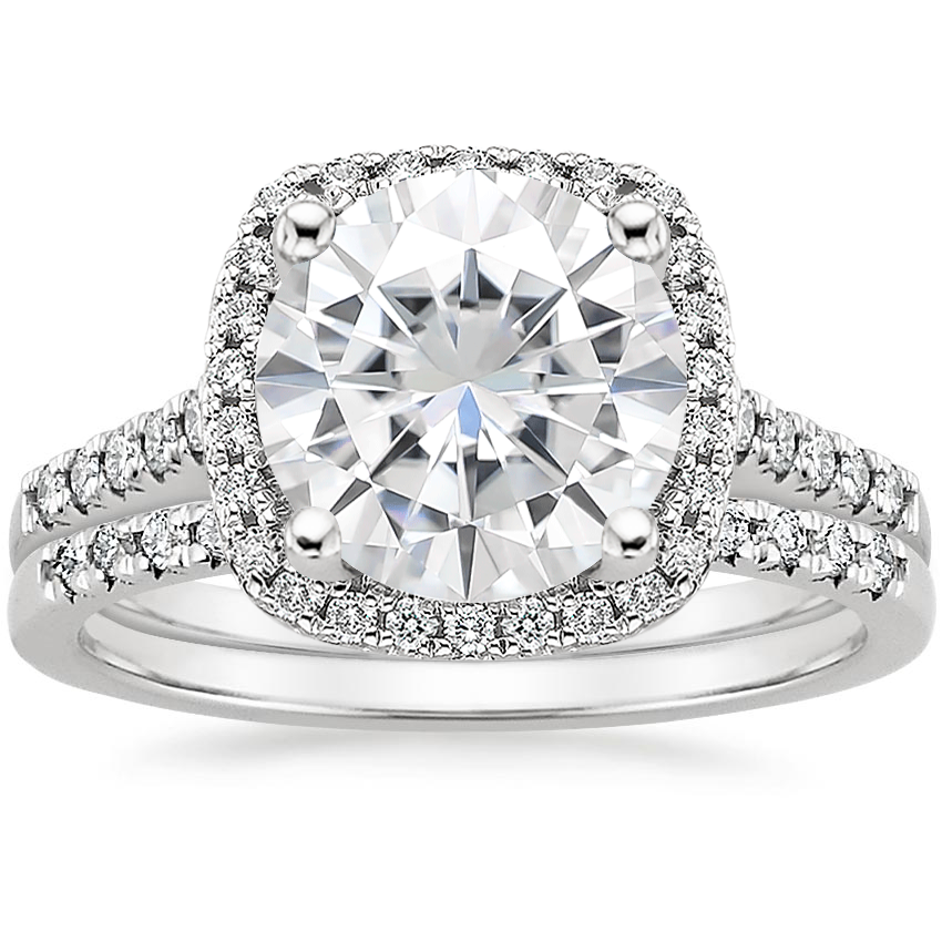 PT Moissanite Odessa Diamond Ring (1/5 ct. tw.) with Sonora Diamond Ring (1/8 ct. tw.), top view