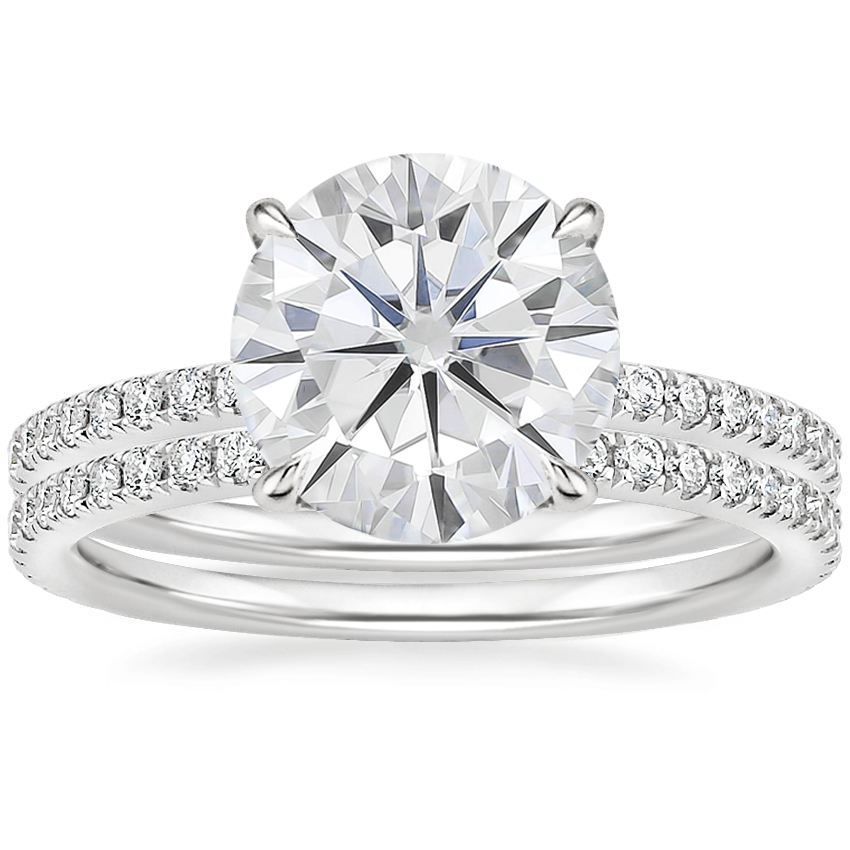 18KW Moissanite Luxe Ballad Perfect Fit Diamond Bridal Set, top view