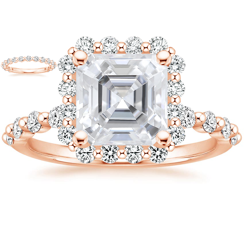 14K Rose Gold Marseille Halo Diamond Ring (1/2 ct. tw.) with Luxe Marseille Diamond Ring (1/2 ct. tw.)
