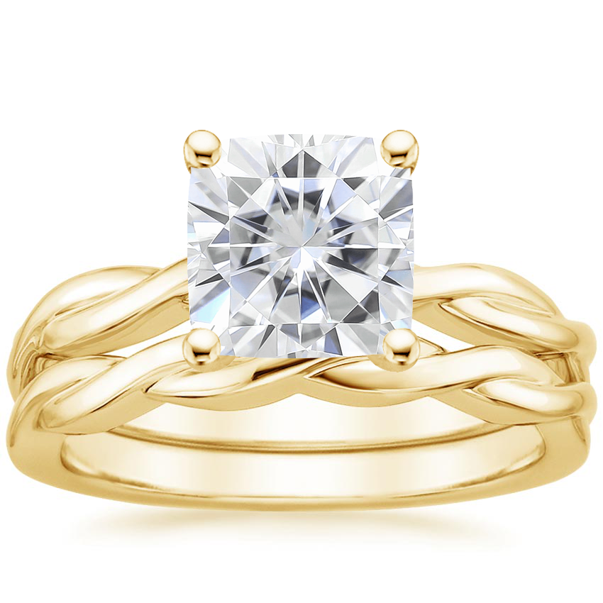 18KY Moissanite Twisted Vine Bridal Set, top view