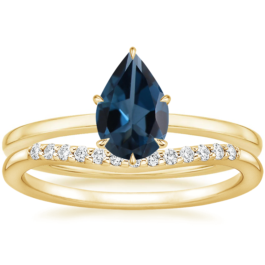 18K Yellow Gold Lumiere Diamond Ring with Petite Curved Diamond
