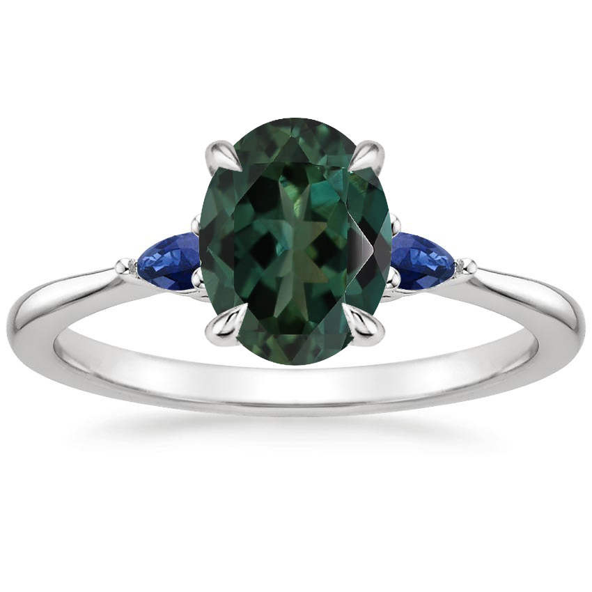 18K White Gold Aria Ring with Sapphire Accents, large top view