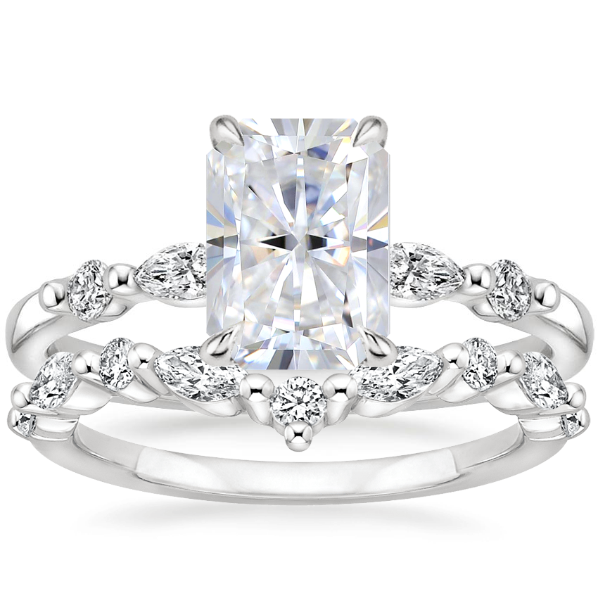 18K White Gold Petite Versailles Diamond Ring 1 6 ct. tw. with Curved Versailles Diamond Ring