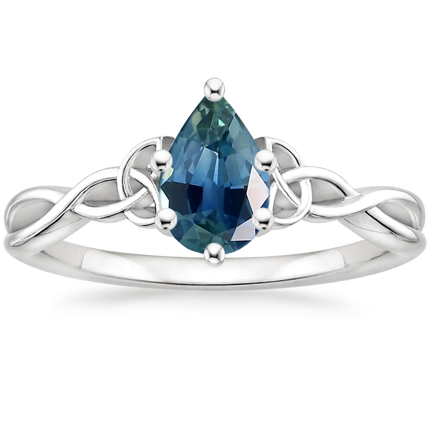 18K White Gold Celtic Love Knot Ring, large top view