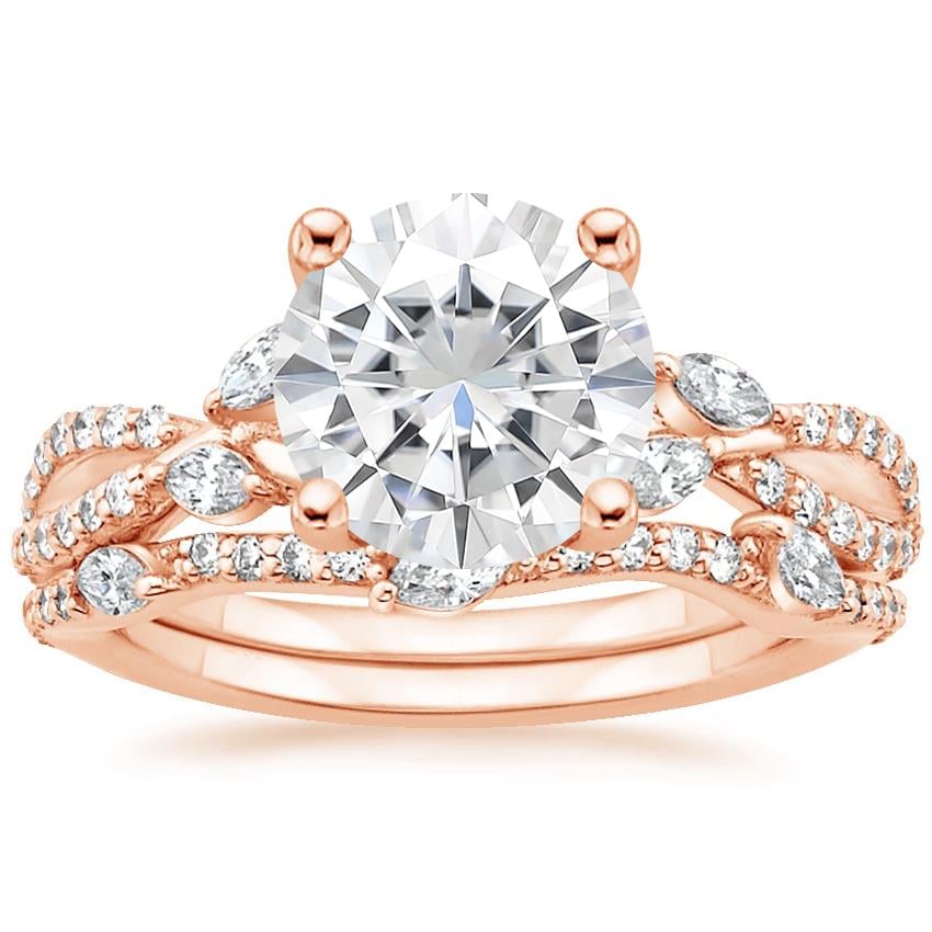 Moissanite Luxe Willow Bridal Set (1/2 ct. tw.) in 14K Rose Gold