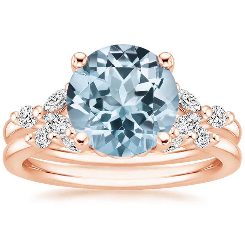 14KR Aquamarine Verbena Diamond Bridal Set (1/4 ct. tw.), top view