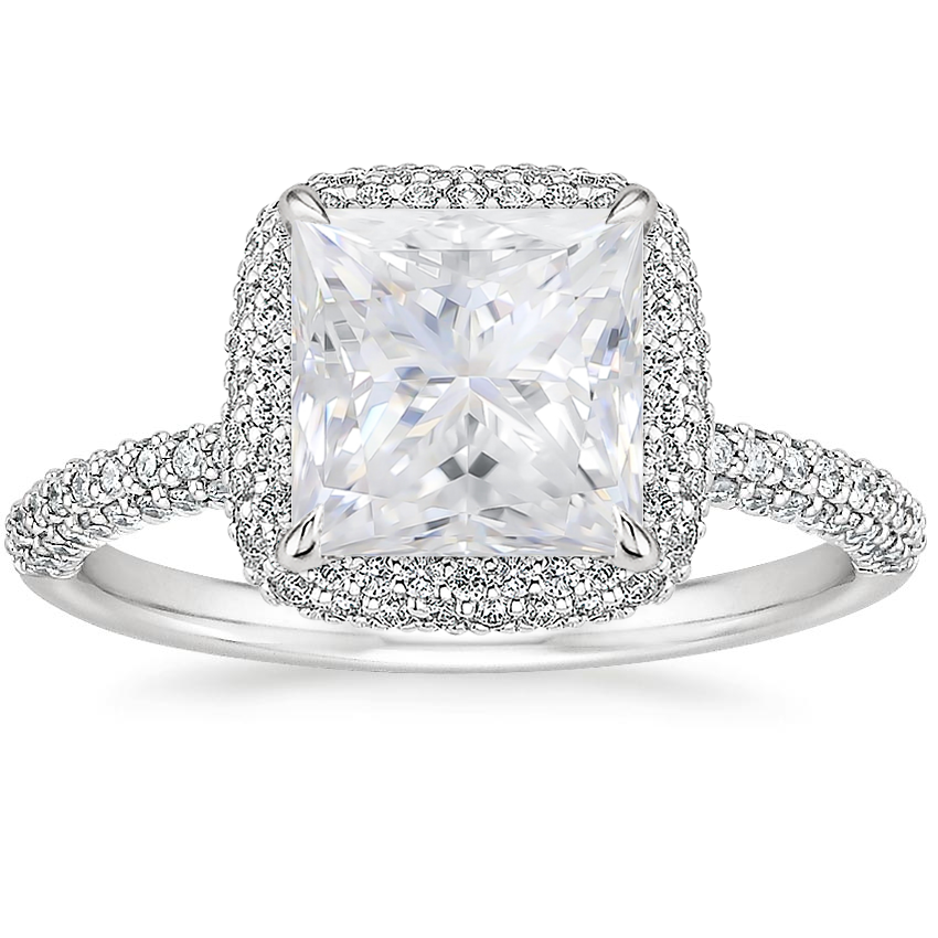 Moissanite Valencia Halo Diamond Ring (1/2 ct. tw.) in 18K White Gold