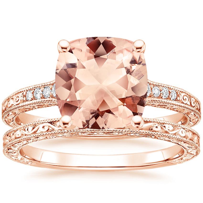 14KR Morganite Luxe Hudson Diamond Bridal Set, top view