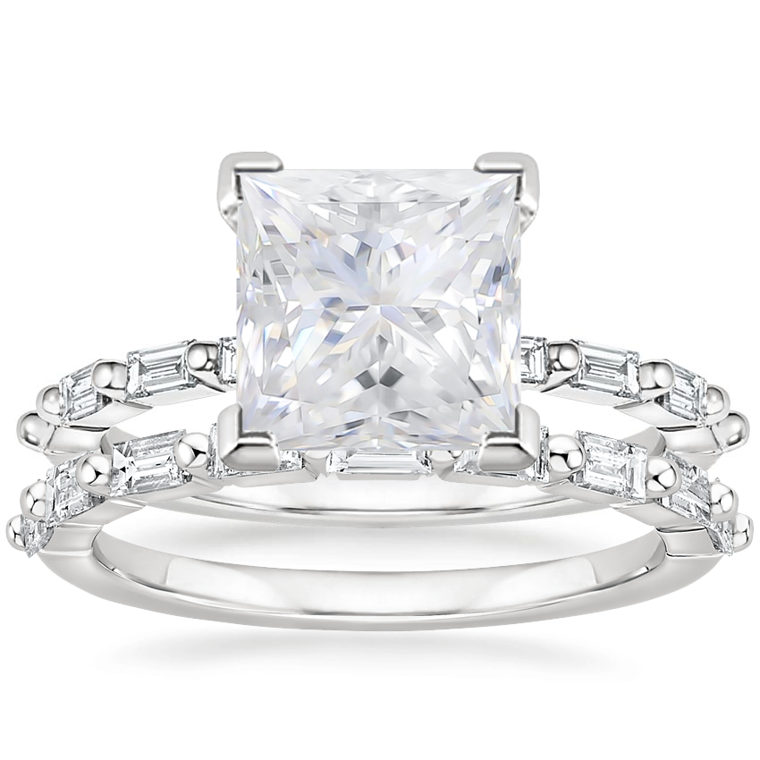 18KW Moissanite Dominique Diamond Bridal Set, top view