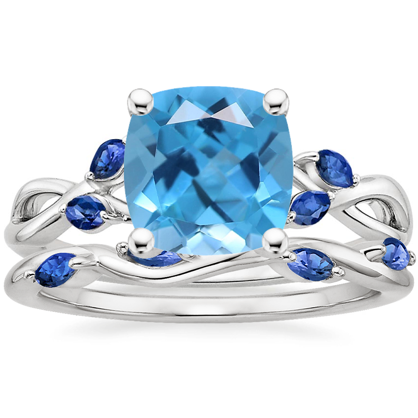 Platinum Willow Ring With Sapphire Accents with Winding Willow Sapphire Ring