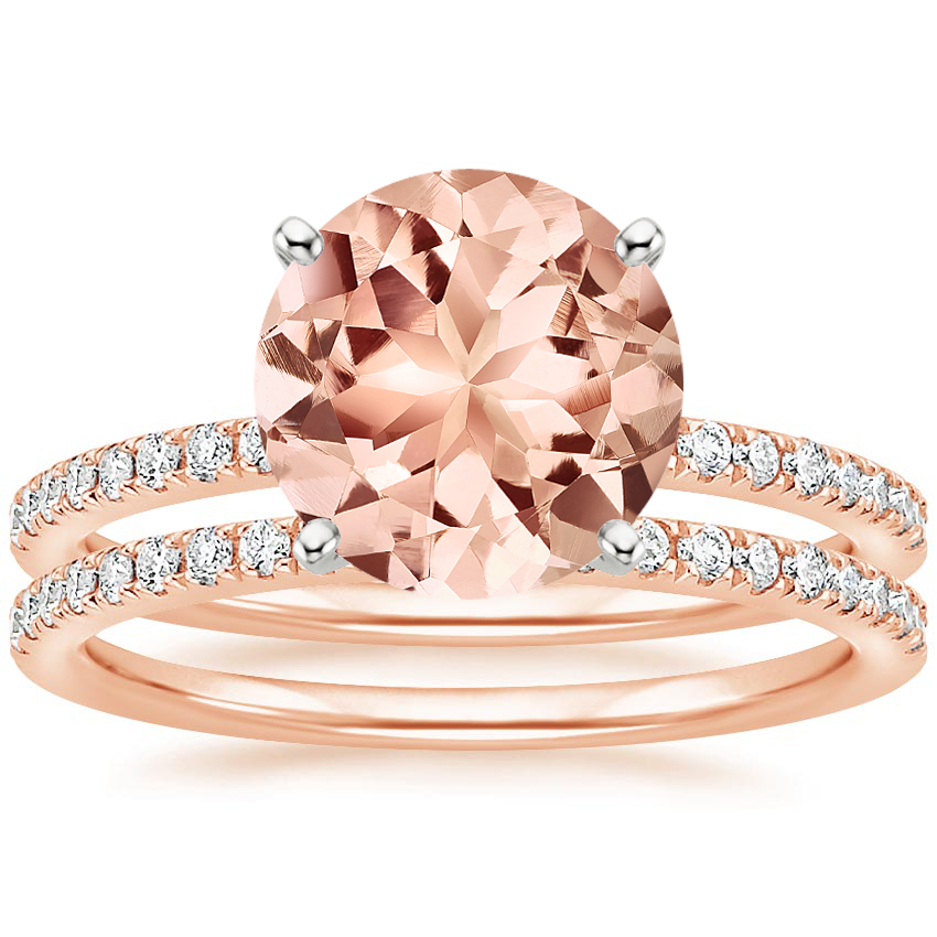 14KR Morganite Ballad Diamond Bridal Set (1/3 ct. tw.), top view