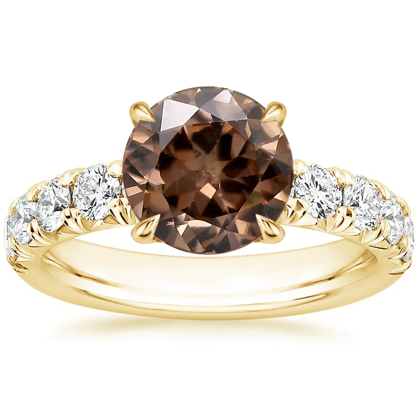 18K Yellow Gold Ellora Half Coverage Diamond Ring, large top view
